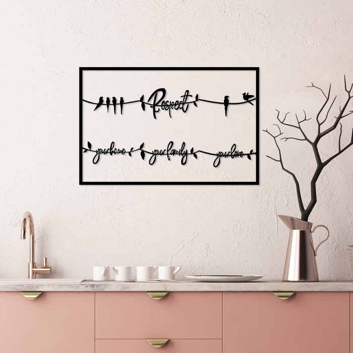 Wallity Respect Your Home Your Family Your Love 2 - Escultura de Pared de Metal Negra Wallity Respect Your Home Your Family Your Love 2 - Escultura de Pared de Metal Negra